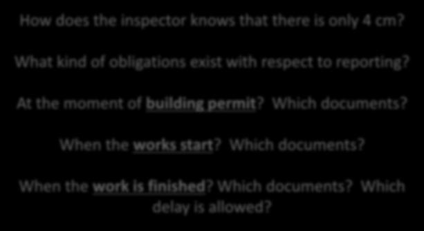 There has to be a sanction Rapporteur Architect Inspector How does the inspector knows that there is only 4 cm?
