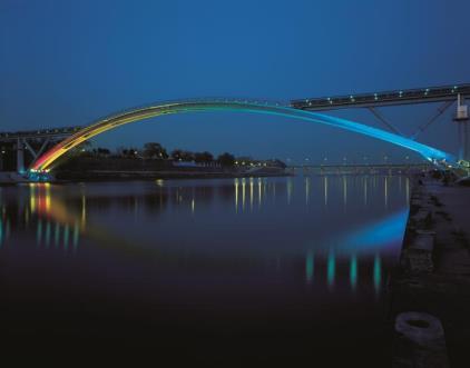 Figure 2. South Korea Seonyu Sunyudo Foot Bridge. In 2002, Seonyu Sunyudo Foot Bridge is built, it is the world's first and the largest UHPC arch bridge so far (Rebentrost, M. and Wight, G. 2008).