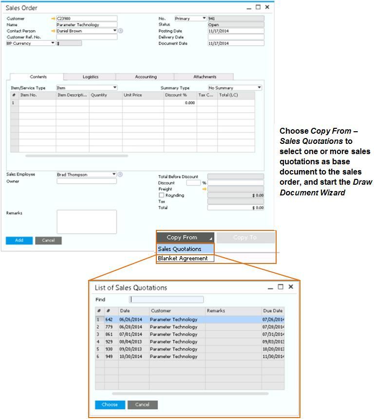Figure 10-10: Starting the draw document wizard As Figure 10-11 shows, you can choose to customize item-level data and here you can change almost everything.