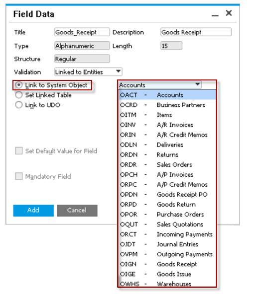 Note Link to System Objects: The User-Defined Fields and System Tables have been enhanced to allow users to link UDFs to system objects.