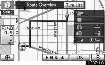 To select route features A number of choices are provided on the conditions which the system uses to determine the route to the destination.
