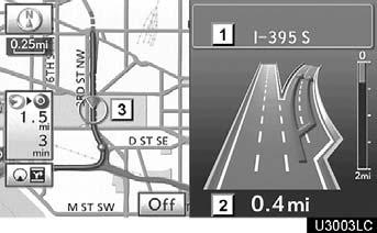 When approaching a freeway exit or junction When the vehicle approaches an exit or junction, the guidance screen for the freeway will be displayed.