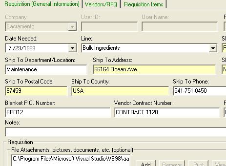 Purchase Requisitions - Adding A New Requisition Purchase Requisitions - An Overview To access the Purchase Requisition screen click on the in the button bar.