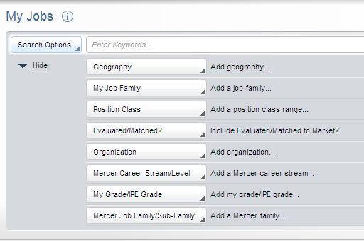 MY JOBS MY JOBS SEARCH OPTIONS The My Jobs Search options have been updated to accommodate search criteria for IPE. New options include: Organization, Evaluated/Matched?