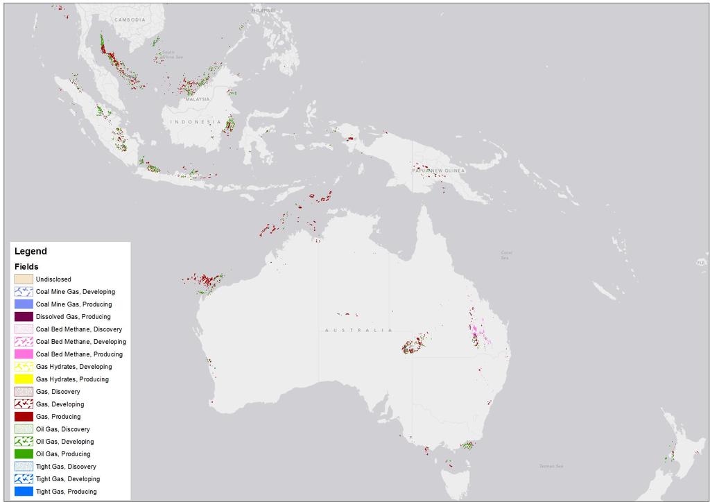 Oil and Gas fields Asia