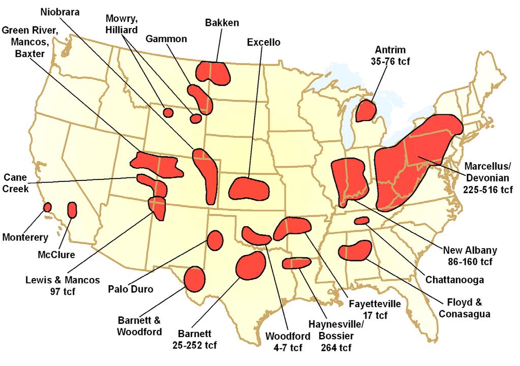 Shale Gas Basins of the U.S. January,