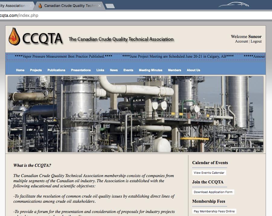 reminder of Canadian Crude Quality Association (CCQTA)