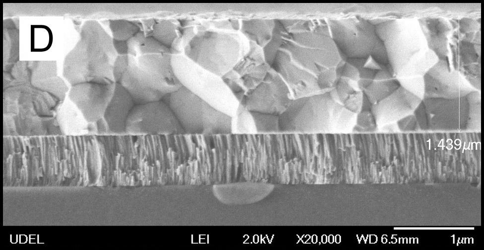 The film deposited at T SS=550 C, on the other hand, had much larger grains, with lateral dimensions on the order of 1 µm. Figure 3.
