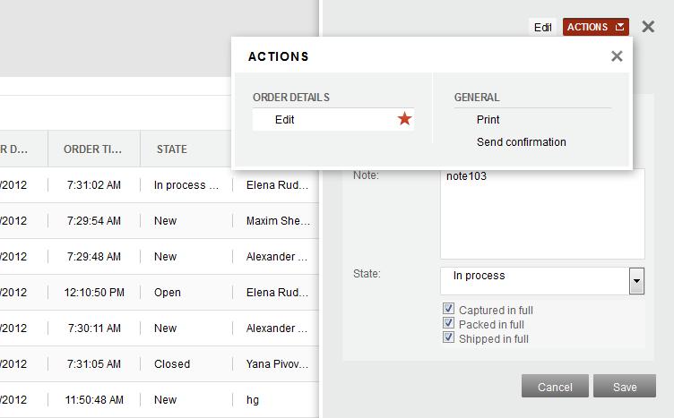 Order Manager Cookbook 2.7 Actions Panel Open the Actions panel from the Smart panel or from the Order Lines group.
