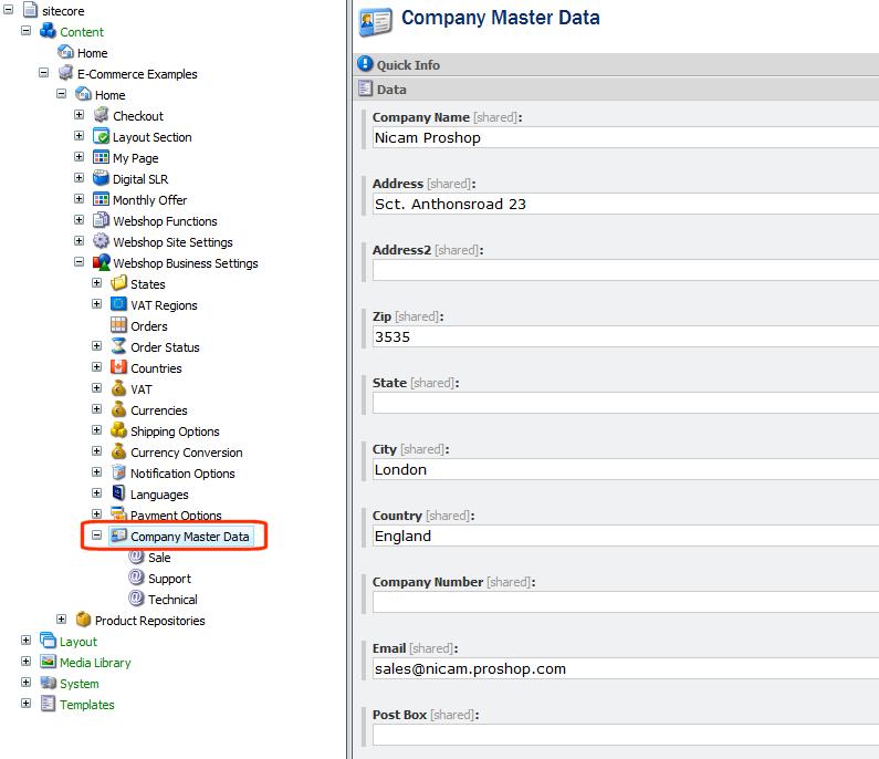 To add or edit a company address: 1. Select the Company Master Data node. 2.