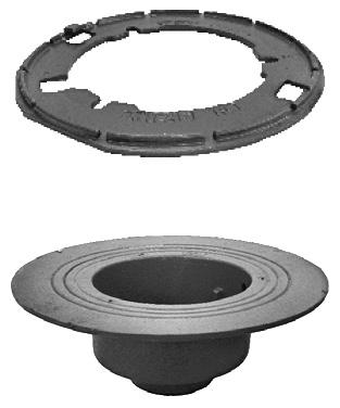 Location: R1200-RG LARGE SUMP ROOF DRAIN WITH 19" DIAMETER ROOFGUARD Specification: MIFAB Series R1200-RG lacquered cast iron deep sump roof drain with 15 diameter anchor flange, large cast iron