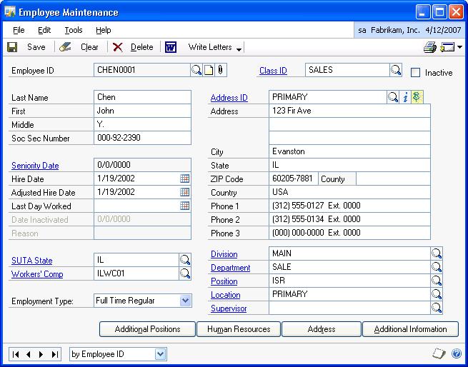 CHAPTER 5 EMPLOYEE PROFILE APPLICATION The employee address displayed on the Profile page An employee may have multiple address records saved in the back office database.
