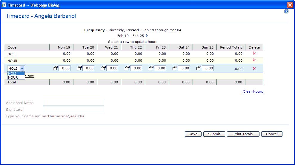 PART 3 TIME AND ATTENDANCE SETUP Timecard page The Timecards page displays either pay codes or time codes.