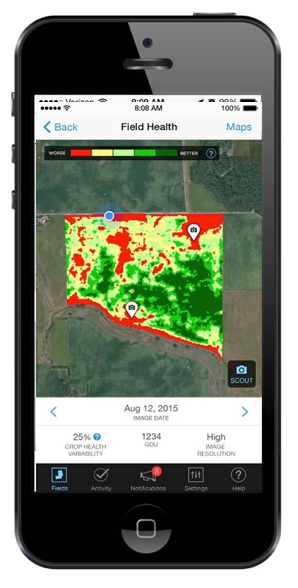 Satellite Imagery In-season and historical field imaging helps farmers