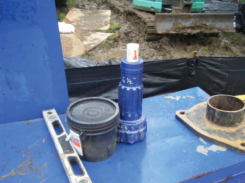 drilling through rock at a depth of 40 feet.