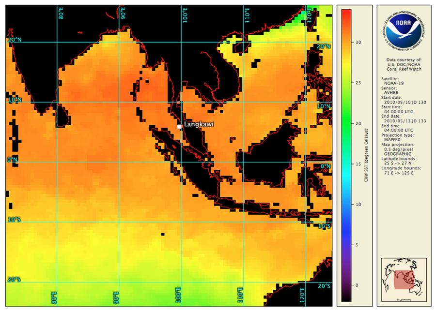 Sea surface temperature 29 March