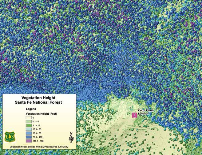 The Forest Service used GIS and lidar to identify areas of dense stands of trees in need of thinning or prescribed fire to reduce fuel loads and help reduce the chance of catastrophic