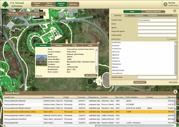 Scientists, horticulturists, researchers, and the public want interactive maps of the National Arboretum. The Arboretum Botanical Explorer links plant records and images in a user-friendly display.