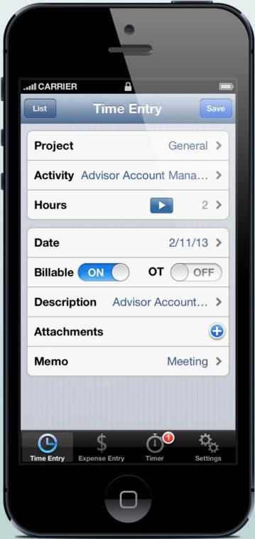 Time Entry BillQuick Mobile is a mobile app of BillQuick for iphone, Android phones and Windows phones. You can capture time remotely from a web-enabled smartphone or tablet.