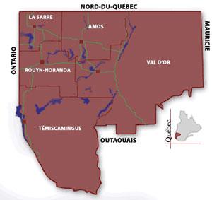 Encyclopedia Abitibi-Témiscamingue (08) Source: Ville de Rouyn-Noranda Population: 145,000 people (2006) (about 2% of the population of Québec) Area: 57,700 km 2 Density: 2.
