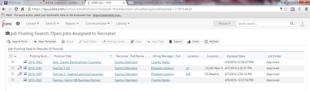 Click on the icims Login link to view the recruiter dashboard. 2. Click on Open Jobs under the Recruiter Data heading.