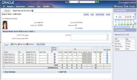 Workforce Management Time and Labor Absence Management Real time rules processing Time capture