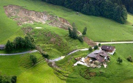 Rainfall triggering of shallow landslides in Switzerland Shallow landslides in Alpine catchments are often generated by rainfall which saturates the soil and leads to slope failure.