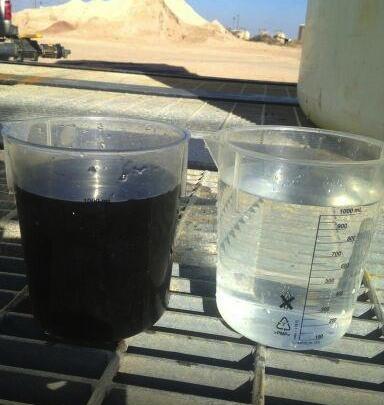 Photos of water before (left) and after (right) ROVER treatment.