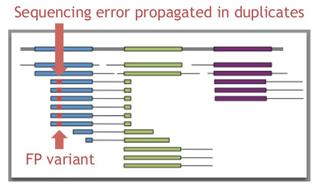 Removing Duplicates Duplicates reads: different reads having the same sequence caused by PCR amplication during sequencing