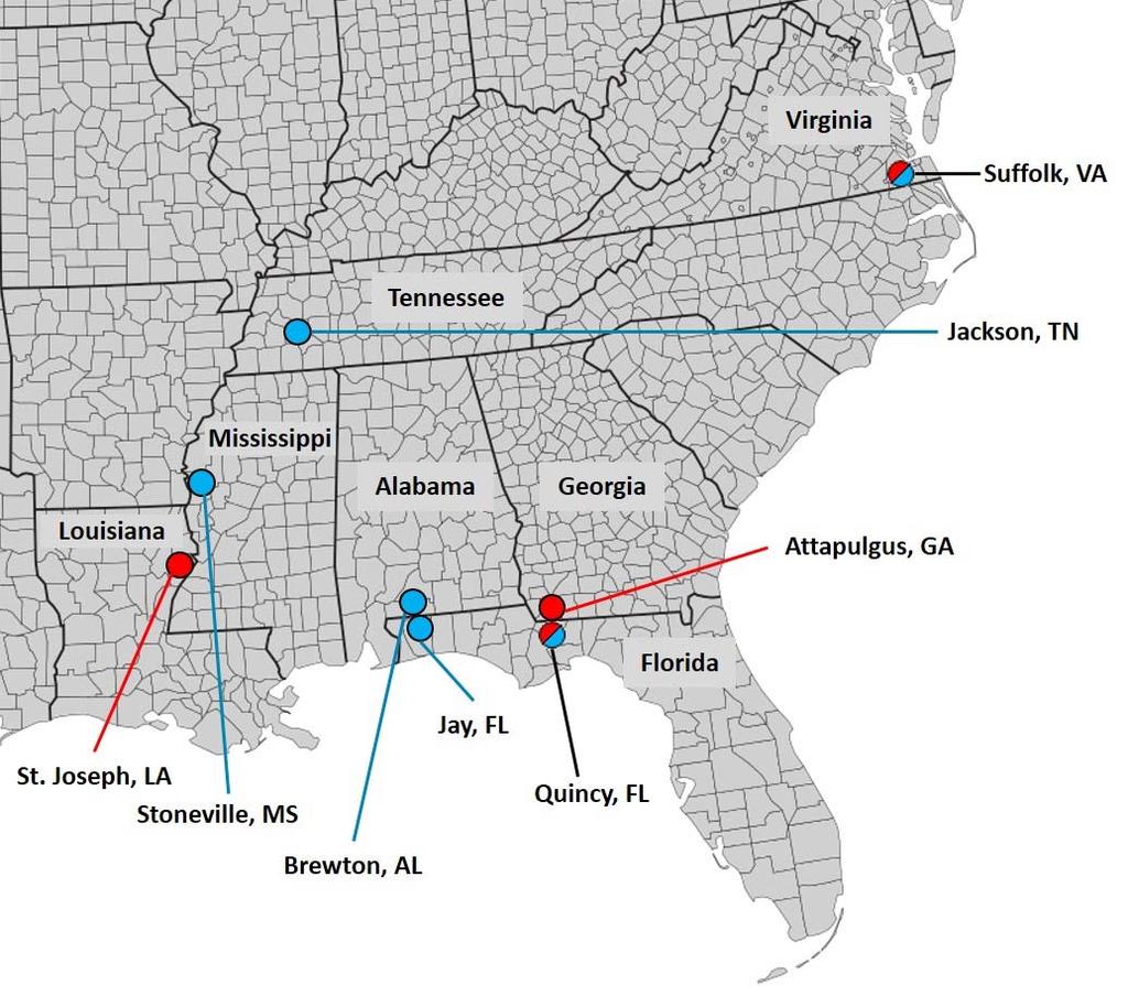 Multi-state project with 7 states over 3 years from gulf coast to Virginia Virginia
