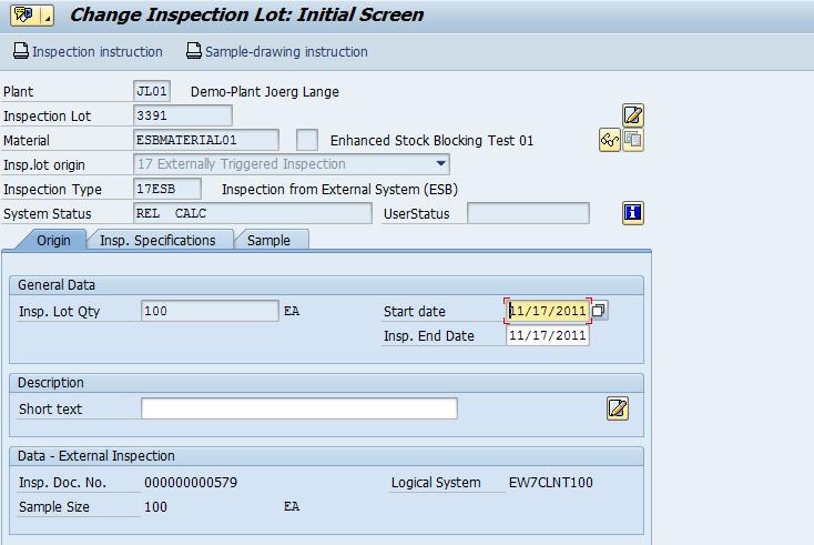 Inspection Lot Processing in SAP-ECC Type and origin of Inspection Lot