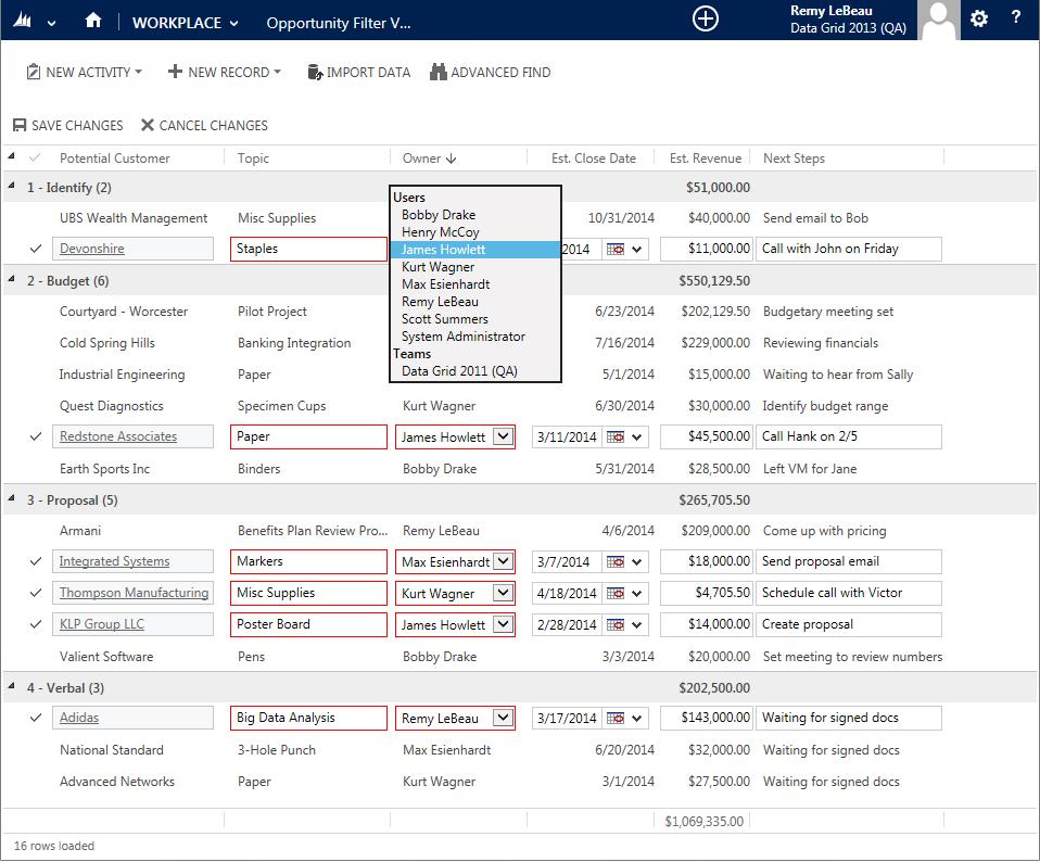 Crowe EditAble CRM Grid for Microsoft Dynamics CRM 14 Scenario 6 Navigation Pane Configuration An EditAble CRM Grid can be configured to launch from the Navigation Pane Tailor the records displayed