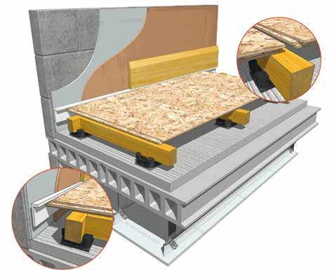 Acoustic Cradle Levelling System CONCRETE FLOOR CRADLE & BATTEN Datasheet 52 01 18mm t&g chipboard @ 400mm centres 02 40mm min directly applied sand & cement or proprietary screed (min 80kg/m 2 ) 03