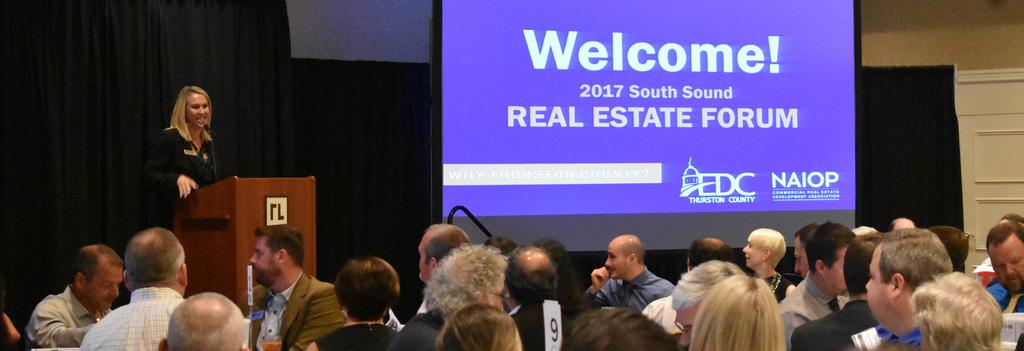 Thursday September 27, 2018 - Hotel RL REAL ESTATE FORUM Providing a snapshot of the commercial real estate market in Thurston County EVENT PROFILE: The annual Thurston EDC Real Estate Forum, hosted