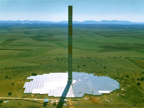 Figure 3: Solar Tower prototype in Manzanares, Spain The power output of a Solar Tower is proportional to the level of the global solar radiation, the tower height and the collector surface.