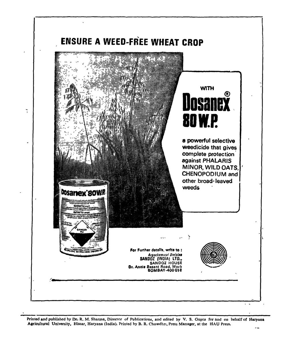 ENSURE A WEED-FREE WHEAT CROP WITH Dosand BOI.P. 8 powerful selective weedicide that gives I complete protection against PHALAAIS MINOA, WILD OATS. I CHENOPOD IUM and other broad-leaved weeds I " (.