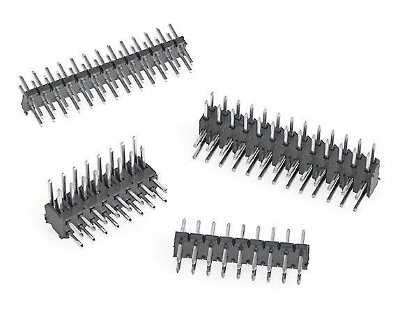 2 2 Solder Tail Straight & Right Angle, Surface Mount Straight Mates with a variety of dual row 2 board mount and wire mount sockets High temperature insulator compatible with lead-free solder