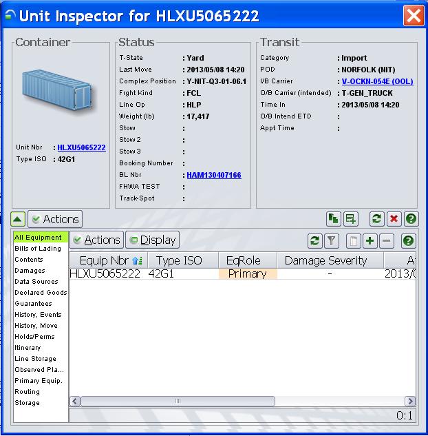 Unit Inspector: Details pane Definition. To display the Details pane click the down arrow.