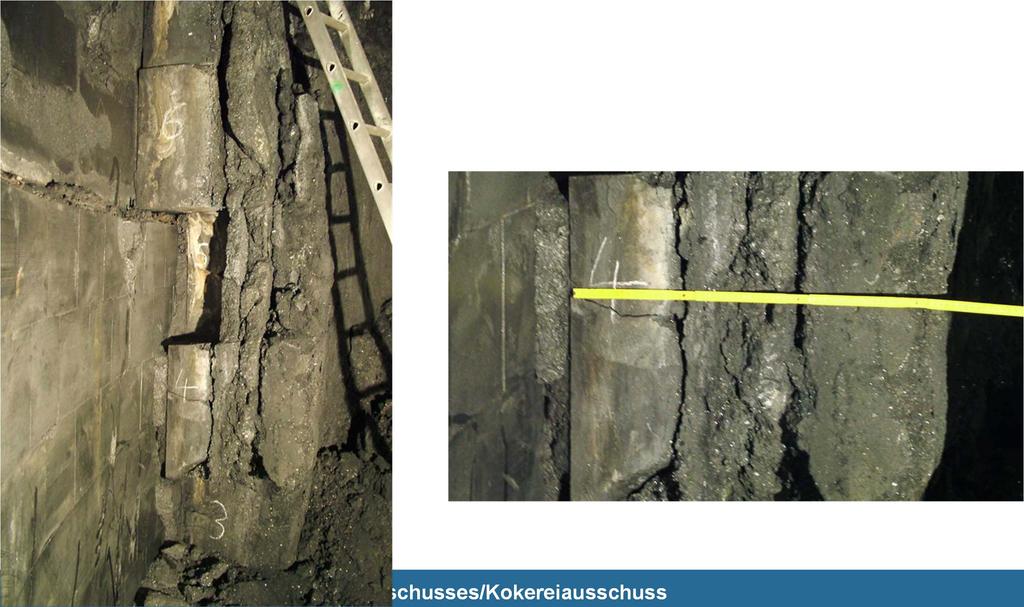 Investigation of the refractory lining wear (Formation of brittle zones) Wear profile of the side wall