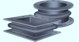 the duct connector is manufactured in an Arch-Design configuration with a minimum of one (1) to two (2) plies of reinforced fabric vulcanized into a homogeneous product that is 3/1/6", 1/4" or 3/8"
