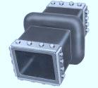 The Series 500, Style 501 duct connector can be manufactured in round or rectangular shapes and can be attached to metal surfaces using clamps (round applications), or backing bars (rectangular