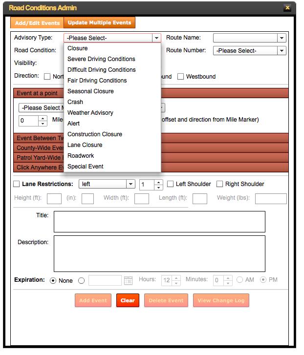 Figure 36 NMRoads Log Drop Down Menu 5.3 Automatic Vehicle Location Patrol vehicle location information should be implemented within DOT vehicles through AVL.