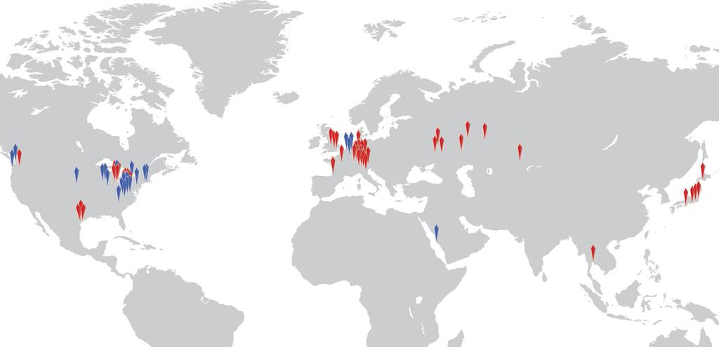 Machine Locations UK: 4 Germany: 24 Russia: 9 China: 1 Canada: 1 USA: 14 France: 2 Italy: 1 Switzerland: 1