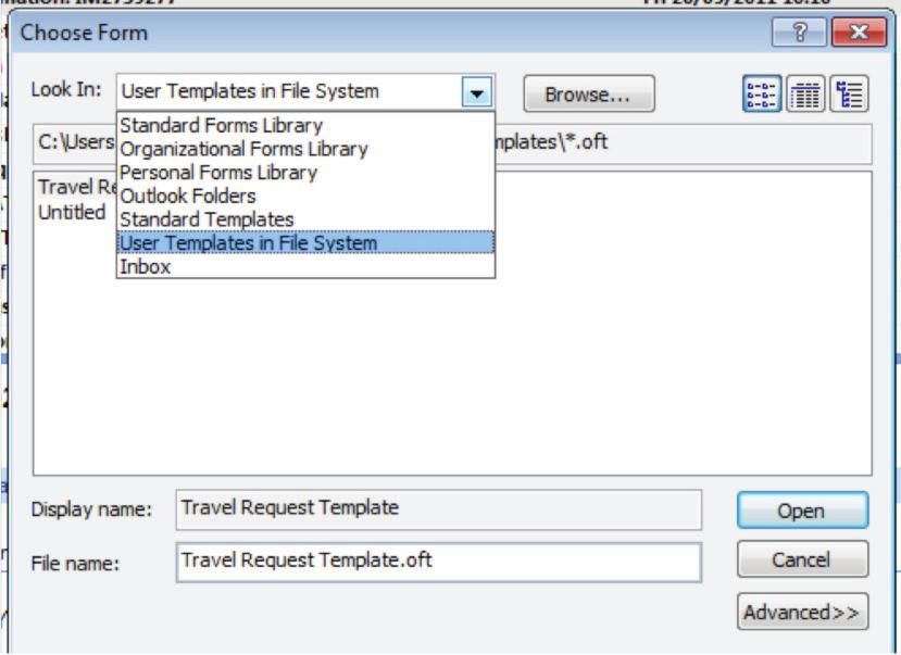 folder named User Templates in File System.
