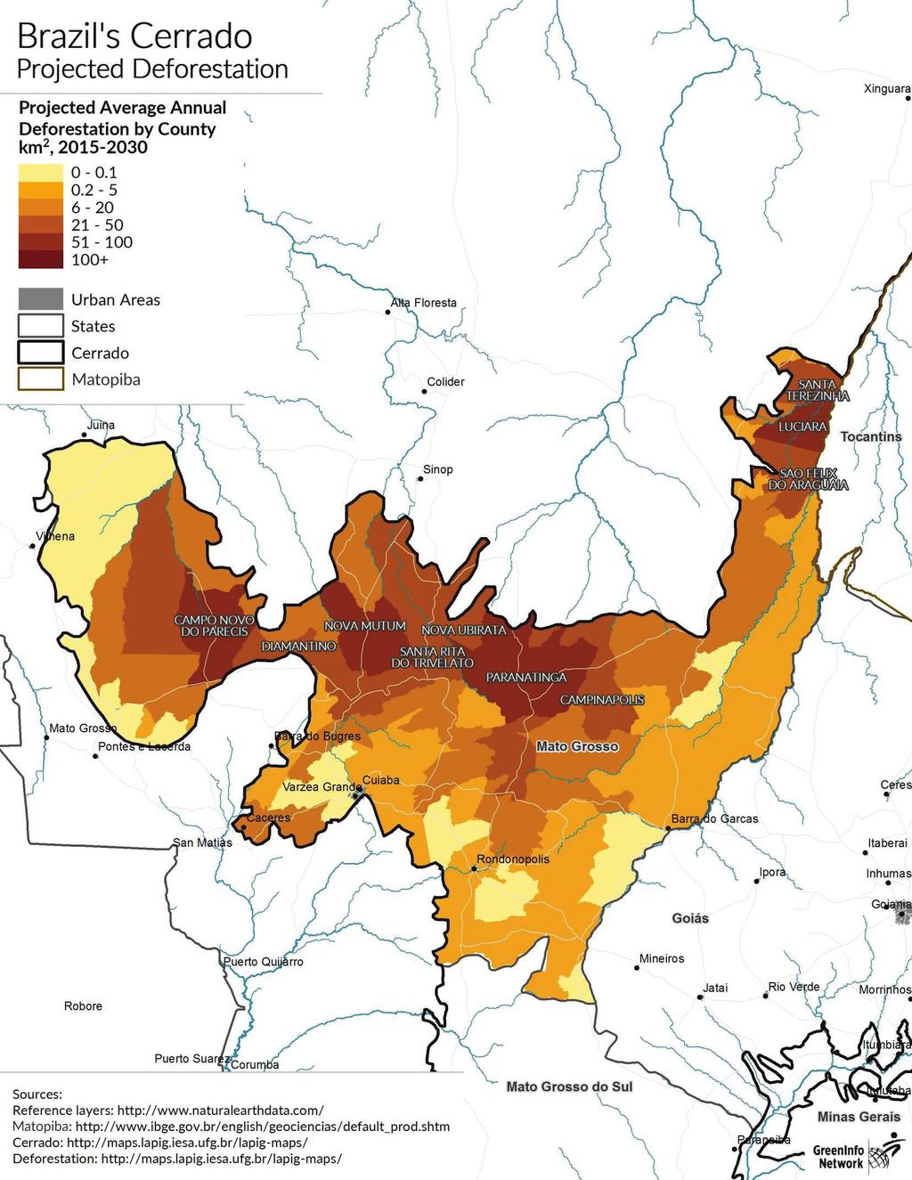 21 Mato Grosso Continued high deforestation is a risk across much of northern