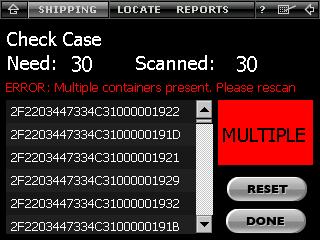 Once the case has been scanned, NoxVault will display the number of scanned item tags, the number of remaining item tags and the case tag ID.