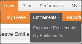 and his subordinates leave entitlements (Leave>>Entitlements>>Employee Entitlements) when he/she logs in (Figure 11.0).