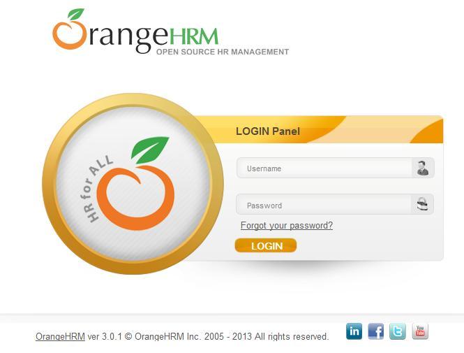 Step 3: Login to the OrangeHRM System Login to the OrangeHRM system by using the Administrator account that you created during the