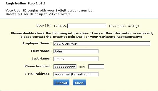 Click Next after entering the following fields: First Name Last Name Six-digit account number 3.