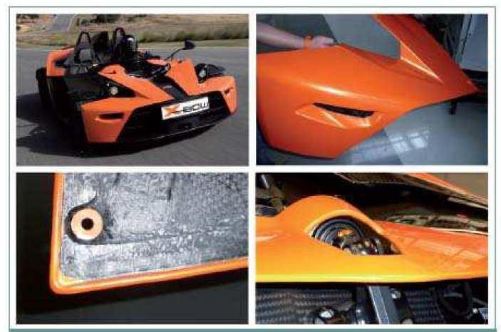 The following pictures show a typical application for the bodywork components of a high-performance sportcar.